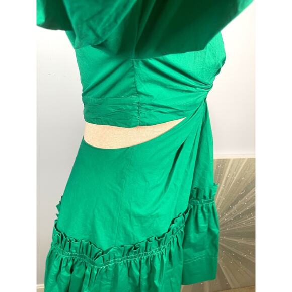 A.L.C. Alexia Cutout Cotton Poplin Tiered Viridian Green Mini Dress Size 6 - Picture 9 of 12
